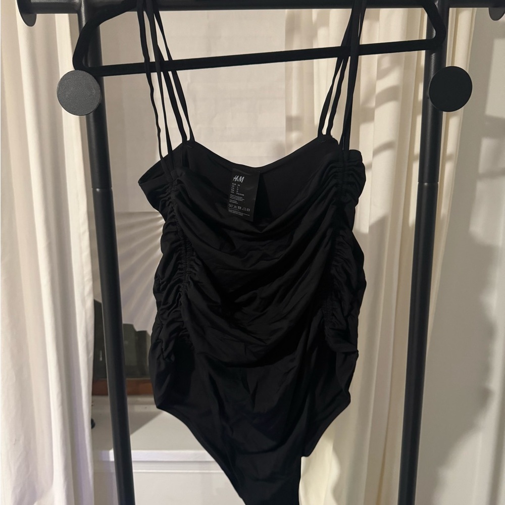 H&M Elegant Black Ruched Swimwear